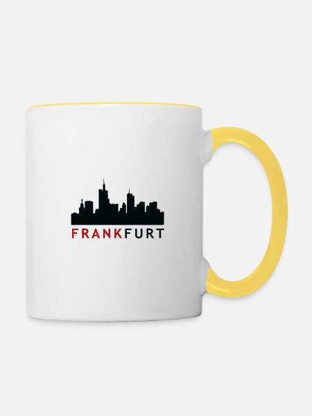 Frankfurt Skyline Rotschwarz - Tasse zweifarbig - Weiß/Gelb