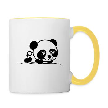 Panda - Tasse zweifarbig - Weiß/Gelb - Rechts