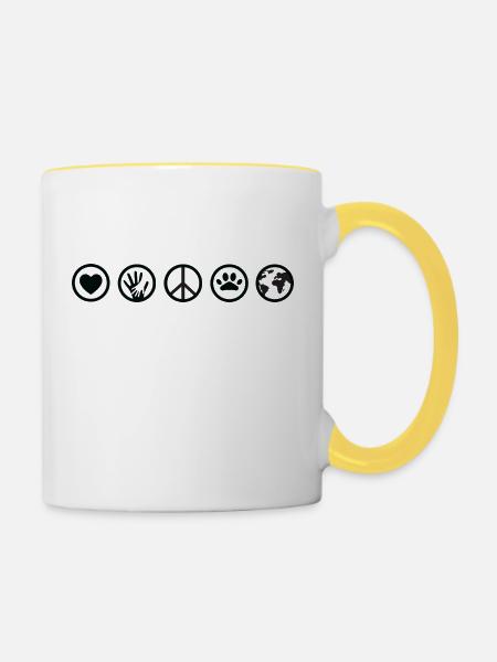 Vegan - Tasse zweifarbig - Weiß/Gelb