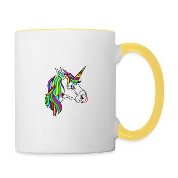 unicorn,a rebellious unicorn - Contrasting Mug - white/yellow - Right