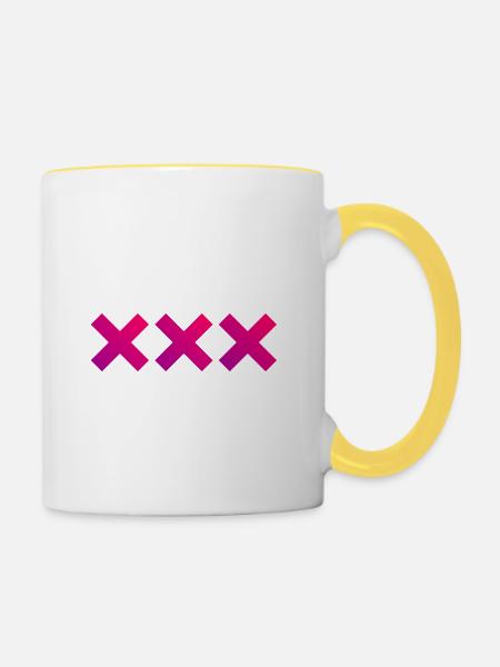 XXX - Tasse zweifarbig - Weiß/Gelb