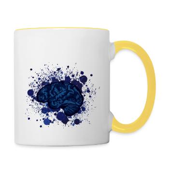 Gehirn Gehirne Design Phantasie Fleck - Tasse zweifarbig - Weiß/Gelb - Rechts