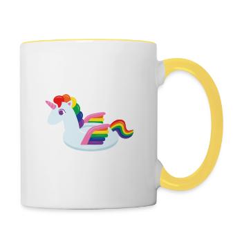 Cute Unicorn With Wings Pool Float - Contrasting Mug - white/yellow - Right
