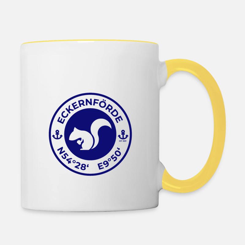 Eckernförde Eichhörnchen Navi - Tasse zweifarbig - Weiß/Gelb