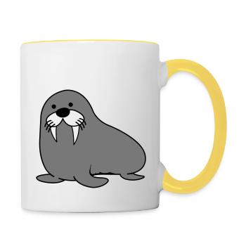 seehund - Tasse zweifarbig - Weiß/Gelb - Rechts