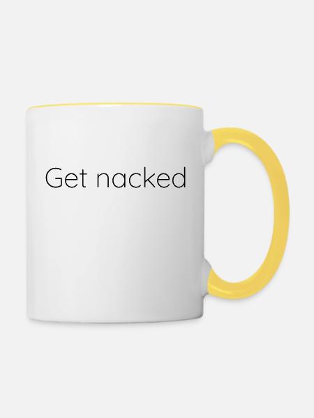 Get nacked - Tasse zweifarbig - Weiß/Gelb