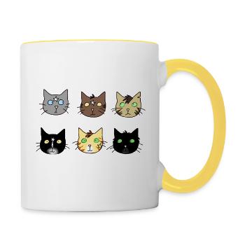 cats, cats, like Warrior - Contrasting Mug - white/yellow - Right