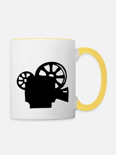 Scheinwerfer für Kino - Tasse zweifarbig - Weiß/Gelb