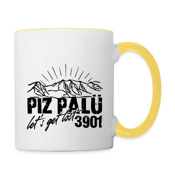 Piz Palü Bernina Engadin Switzerland Sondrino Italy - Contrasting Mug - white/yellow - Right