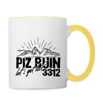 Piz Buin Silvretta Engadin Graubünden Vorarlberg - Tasse zweifarbig - Weiß/Gelb - Rechts