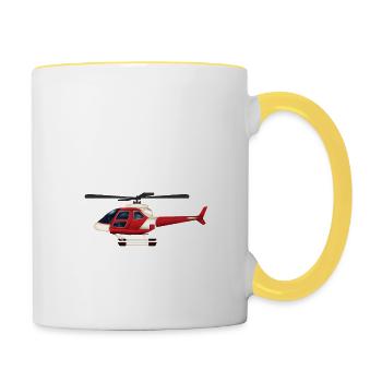Je Peux Pas J'ai Hélico (Hélicoptère) - Mug contrasté - blanc/jaune - Droite