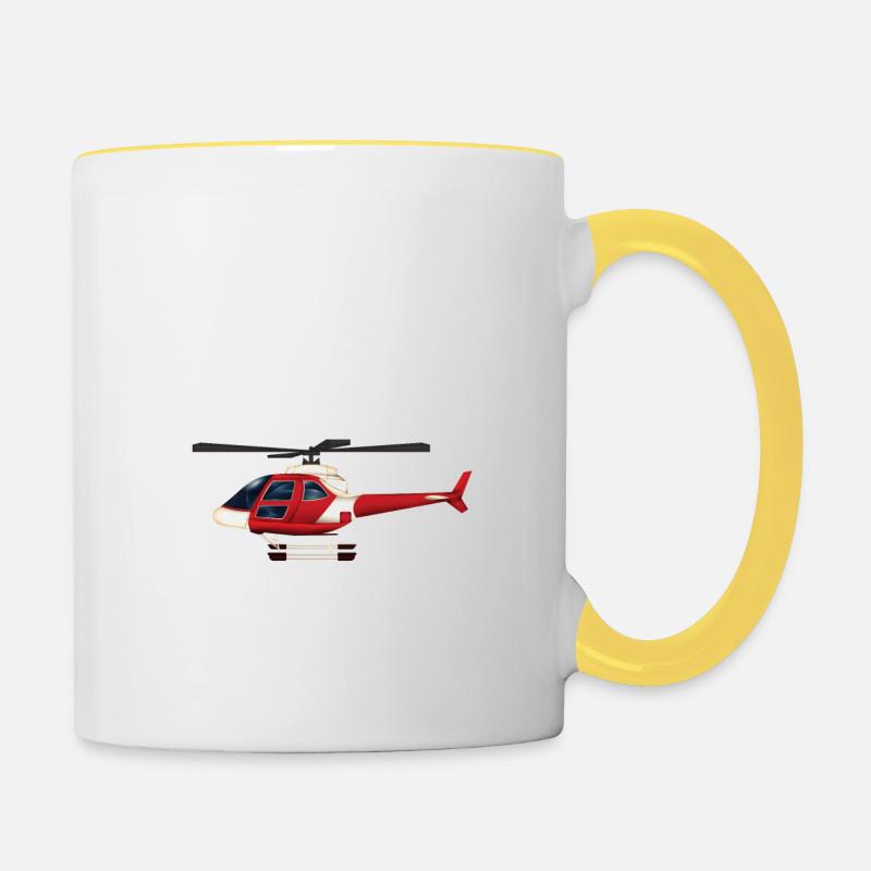 Je Peux Pas J'ai Hélico (Hélicoptère) - Mug contrasté - blanc/jaune