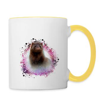 iltis,ferrets,otter,graffiti,pink - Contrasting Mug - white/yellow - Right