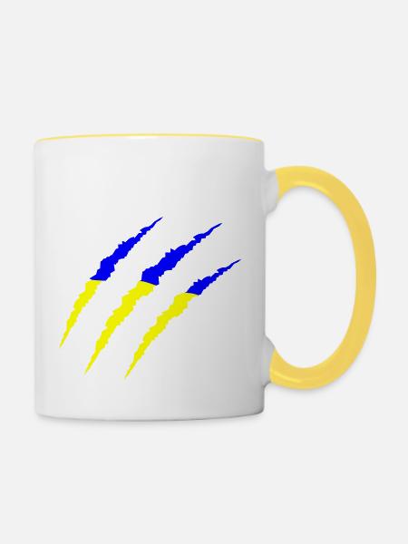 Krallen Ukraine - Tasse zweifarbig - Weiß/Gelb