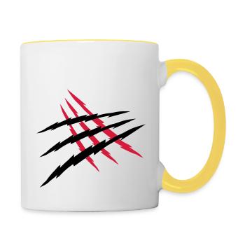 2 égratignures enroulées - Mug contrasté - blanc/jaune - Droite