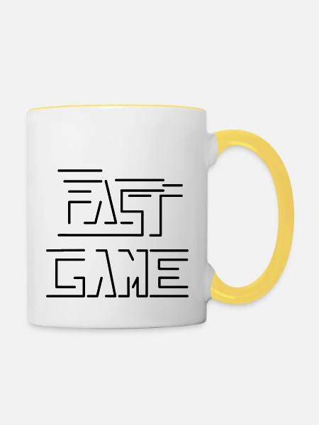 schnelles Spiel - Tasse zweifarbig - Weiß/Gelb