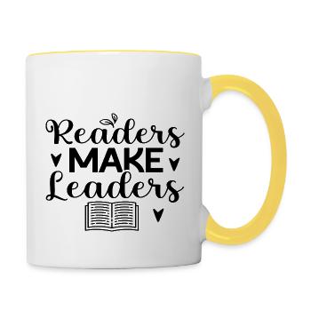 Readers Make Leaders - Tasse zweifarbig - Weiß/Gelb - Rechts