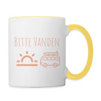 Bitte VANDEN an der Sonne - Tasse zweifarbig - Weiß/Gelb - Rechts