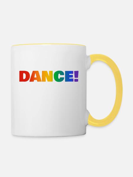 DANCE Regenbogentext - Tasse zweifarbig - Weiß/Gelb