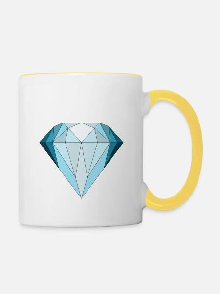 Diamant geometrisch - Tasse zweifarbig - Weiß/Gelb