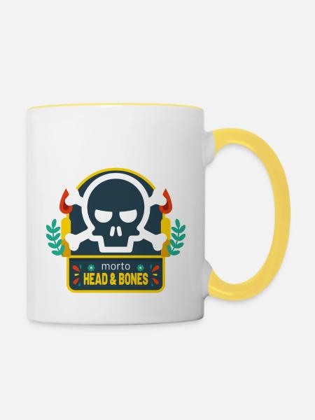 Head and bones candle - Tasse zweifarbig - Weiß/Gelb