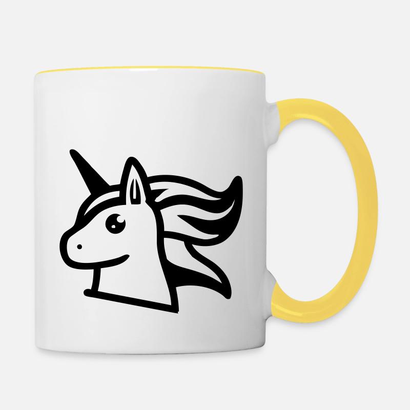 Süßes Einhorn im Comicstil - Tasse zweifarbig - Weiß/Gelb