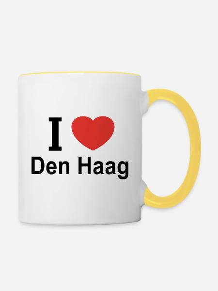 Ich liebe Den Haag - Tasse zweifarbig - Weiß/Gelb