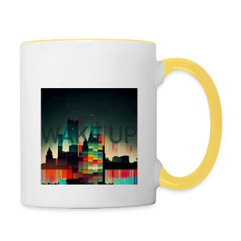 Wake Up Wach Auf - Contrasting Mug - white/yellow - Right