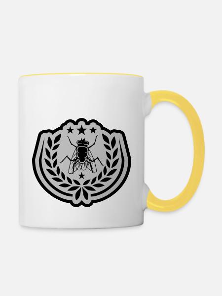 Design Stubenfliege Sterne Lorbeerkranz - Tasse zweifarbig - Weiß/Gelb