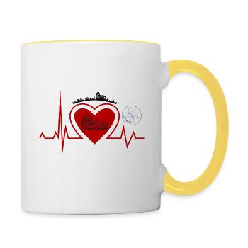 Herzschlag Rom - Rom Liebhaber stadt - Tasse zweifarbig - Weiß/Gelb - Rechts