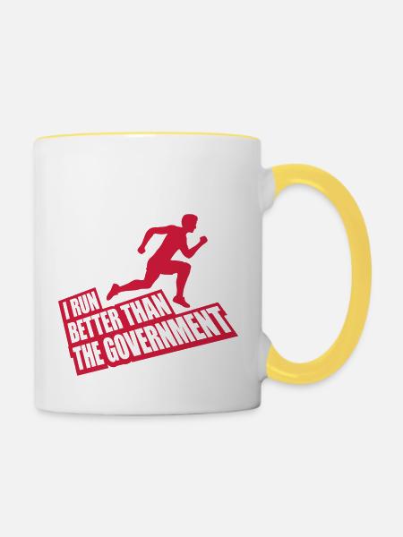 run better than government - Tasse zweifarbig - Weiß/Gelb
