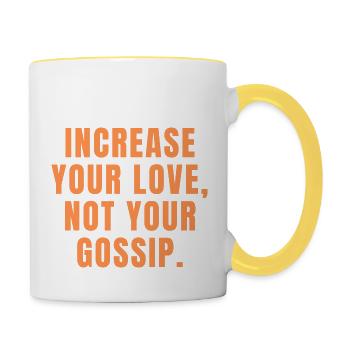 Augmentez votre amour, pas vos commérages - Christian - Mug contrasté - blanc/jaune - Droite