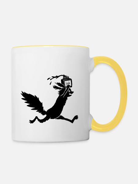 Eichhörnchen Tusche - Tasse zweifarbig - Weiß/Gelb