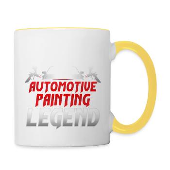 Légende de peinture automobile Technicien de carrosserie automobile P - Mug contrasté - blanc/jaune - Droite