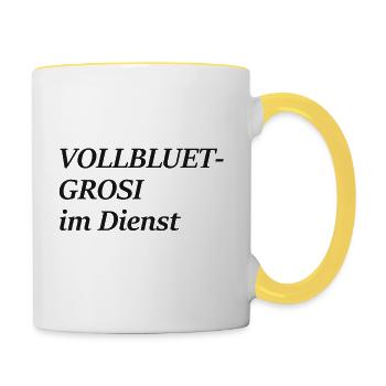 Berndeutsche Sprüche; Dialekt; Schweiz; Grosi;cool - Tasse zweifarbig - Weiß/Gelb - Rechts
