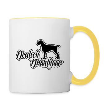 DEUTSCH DRAHTHAAR Hunderasse Jagdhunde Wilsigns - Tasse zweifarbig - Weiß/Gelb - Rechts