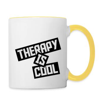 therapy is cool Quote - Contrasting Mug - white/yellow - Right
