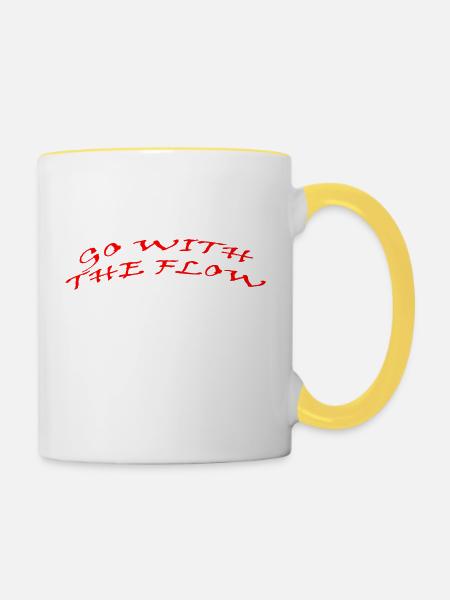 Go with the flow - Tasse zweifarbig - Weiß/Gelb