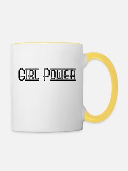 Girl Power - Tasse zweifarbig - Weiß/Gelb