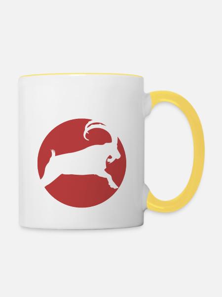 Steinbock - Tasse zweifarbig - Weiß/Gelb