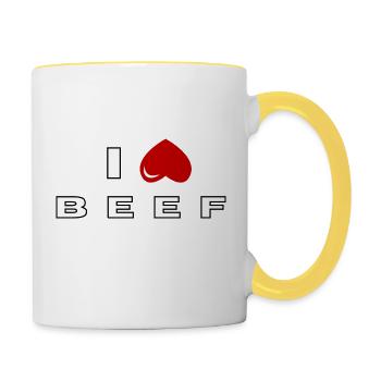 Ich hasse Rindfleisch - Tasse zweifarbig - Weiß/Gelb - Rechts