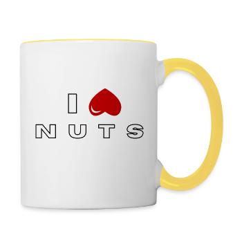 Ich hasse Nüsse - Tasse zweifarbig - Weiß/Gelb - Rechts