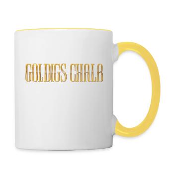 Goldigs Chalb - Der Tanz um das goldene Kalb - Tasse zweifarbig - Weiß/Gelb - Rechts