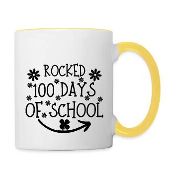 rocked 100 days of school, 100 days smarter - Mug contrasté - blanc/jaune - Droite