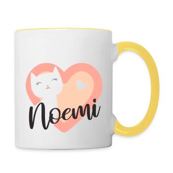 Noemi Surname First Name Kitten - Contrasting Mug - white/yellow - Right