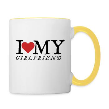Ich liebe meine Freundin - Tasse zweifarbig - Weiß/Gelb - Rechts