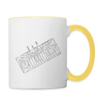 Seigneur pardonne-moi pour mes synthés - Mug contrasté - blanc/jaune - Droite