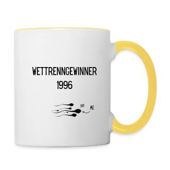 Geburtstag Zeugungstag Geschenk 90er 1996 96 - Tasse zweifarbig - Weiß/Gelb - Rechts