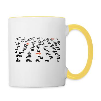 Fragezeichen/Question Mark - Tasse zweifarbig - Weiß/Gelb - Rechts