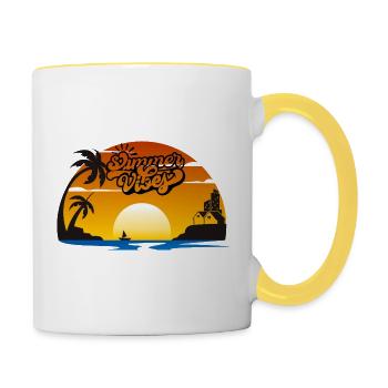 Sommer Sonnenuntergang - Tasse zweifarbig - Weiß/Gelb - Rechts